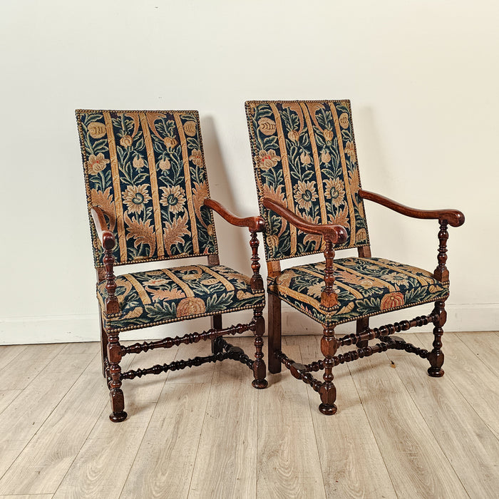 Pair of Flemish Baroque Walnut Chairs, probably 18th century