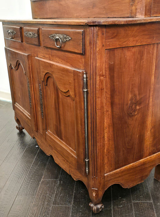 Circa 1780 Walnut Buffet Deux Corps Cabinet
