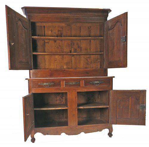 Circa 1780 Walnut Buffet Deux Corps Cabinet