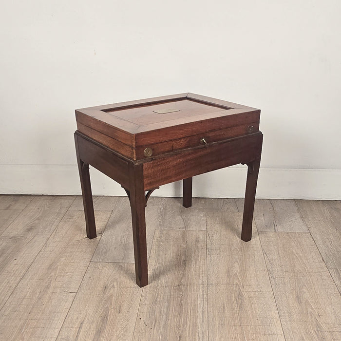 19th Century English Victorian Mahogany Brass-Mounted Box on Later Custom Stand