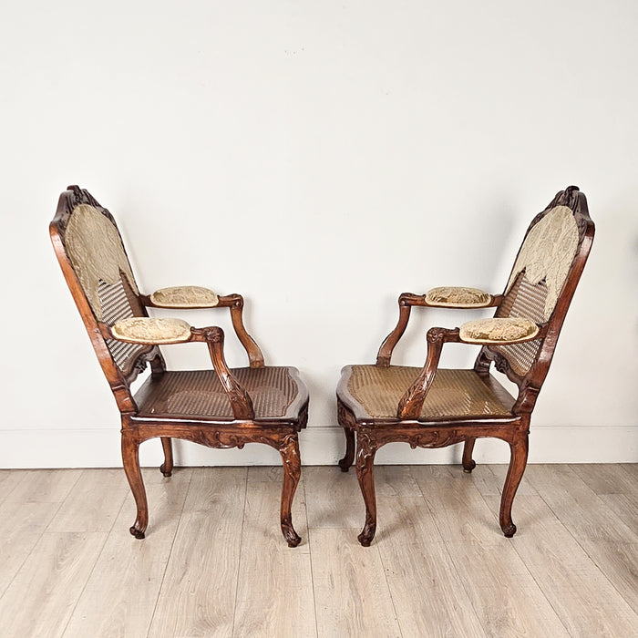 Pair of Louis XV Large Caned Armchairs, France circa 1760