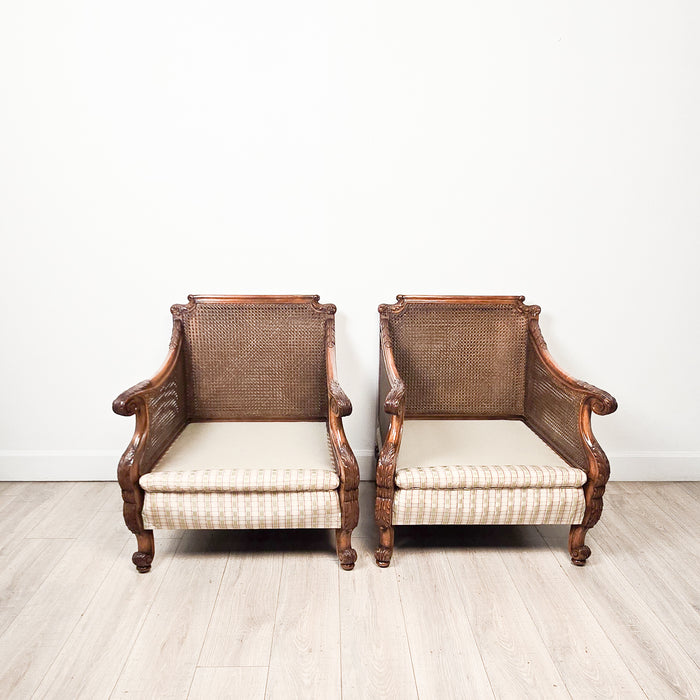 Pair of Edwardian Caned Club Chairs, circa 1920