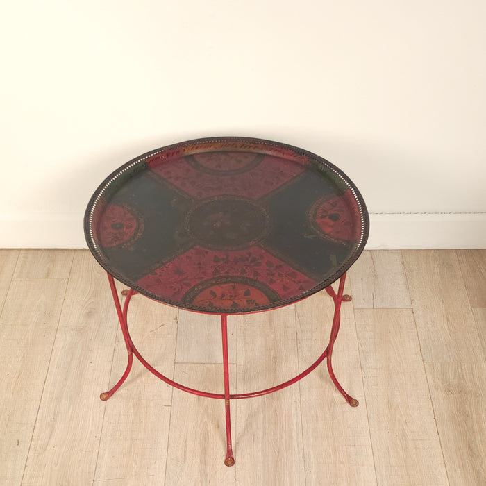 Spanish Colonial Painted Tray on Later Stand