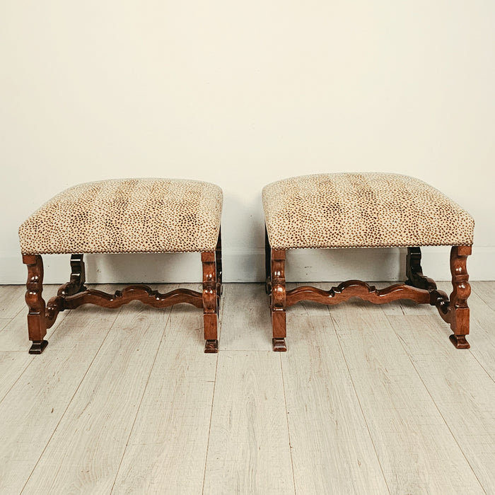 Pair of Louis XIV Style Walnut Benches, Custom Made circa 1970