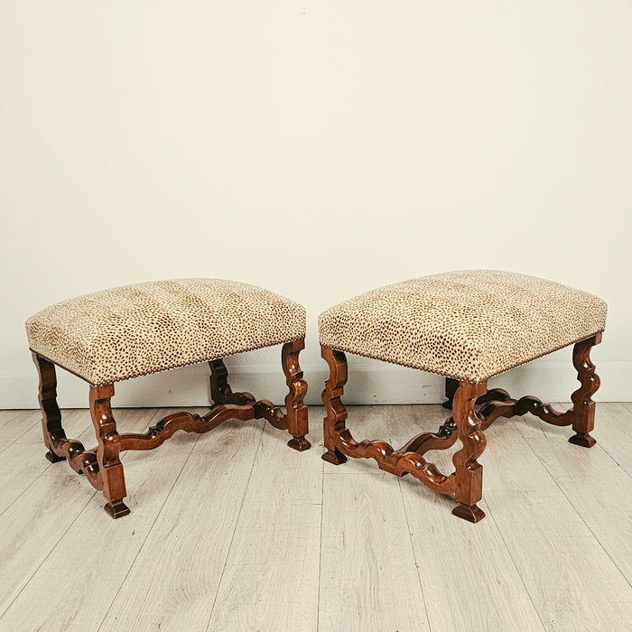 Pair of Louis XIV Style Walnut Benches, Custom Made circa 1970