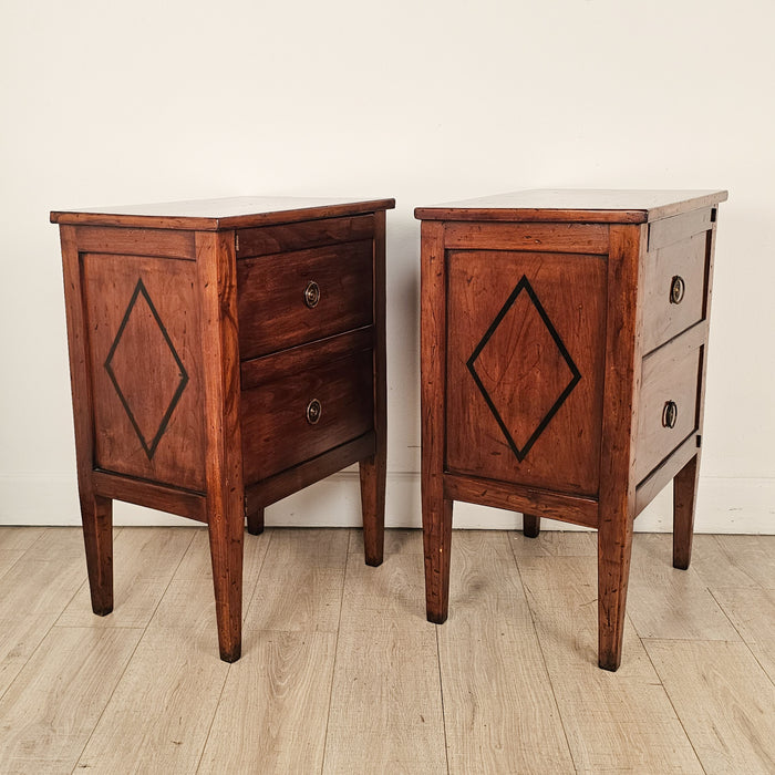 Pair of Italian Small Commodes in Cherry