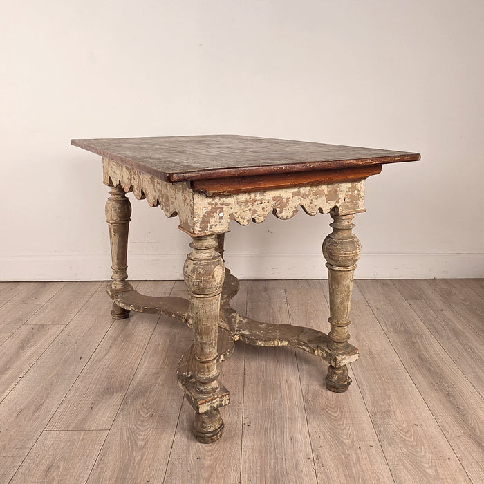 Partially Painted Kitchen Table with Reversible Top, Sweden, 19th century