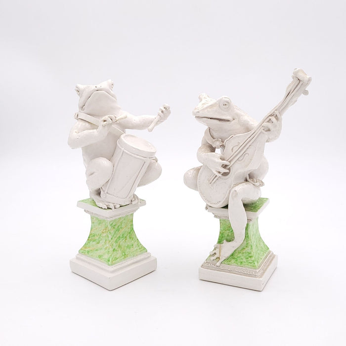 Pair of Musical Frogs on Pedestals, Vintage, Italy circa 1950