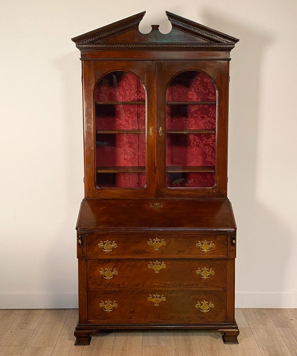 English Victorian Mahogany Secretary Desk with Bookcase, circa 1860