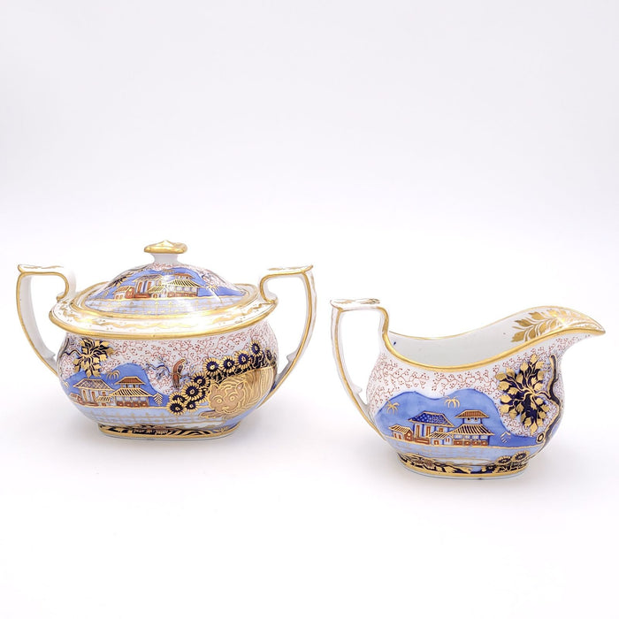 "Crouching Tiger" Sugar and Creamer by Newhall, England circa 1820 Was $695