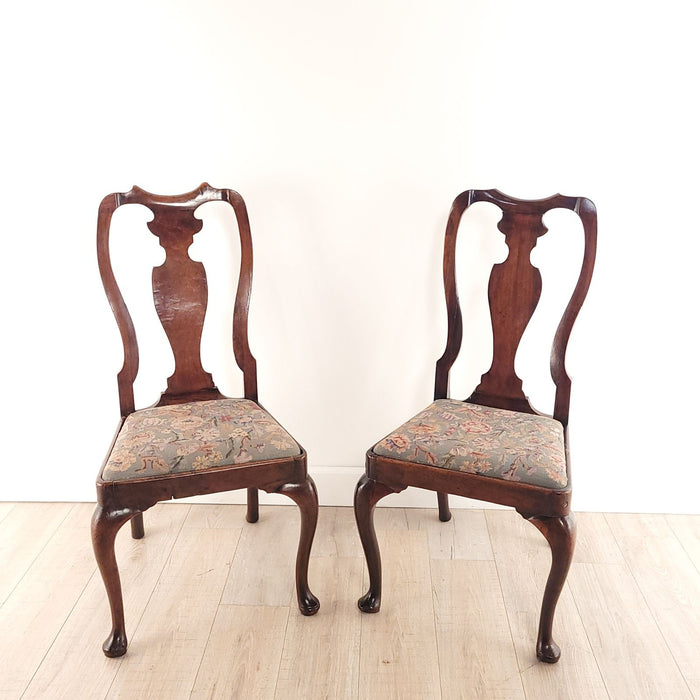 Pair of Walnut Queen Anne Chairs, England circa 1710