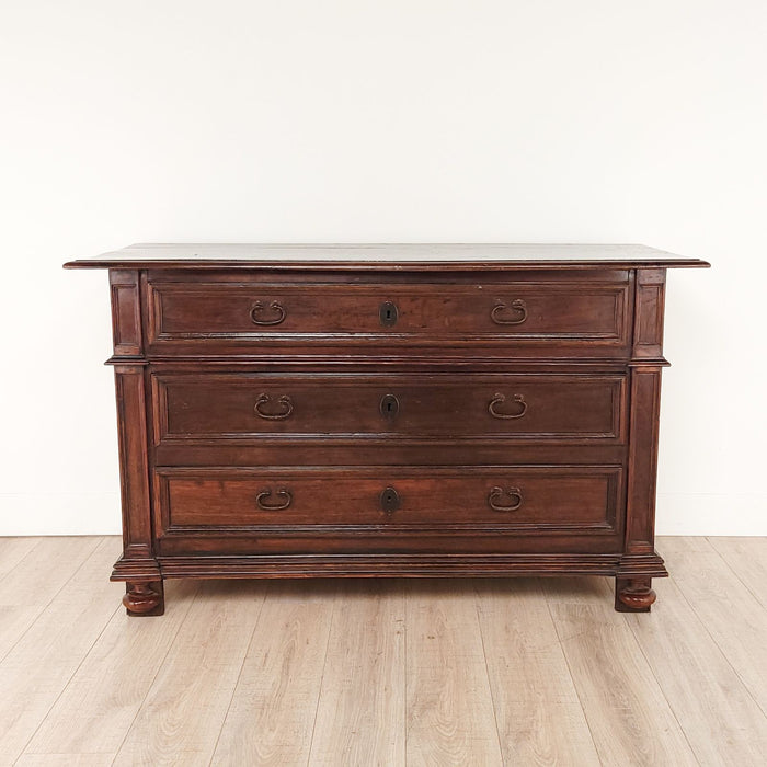 18th or 19th Century Spanish Baroque Chest in Oak or Elm, circa 1800