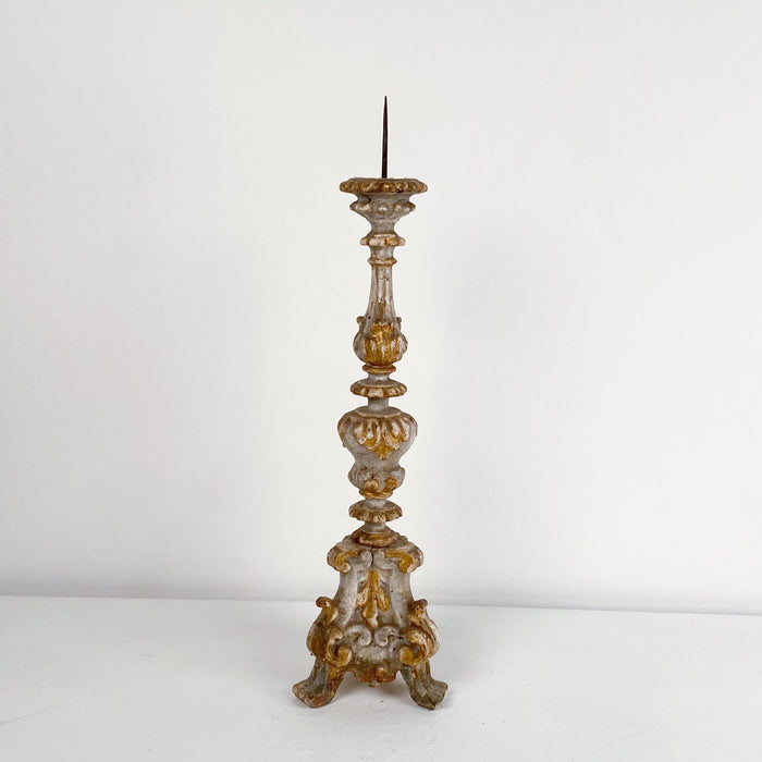 Large 18th Century Italian Carved and Giltwood Pricket