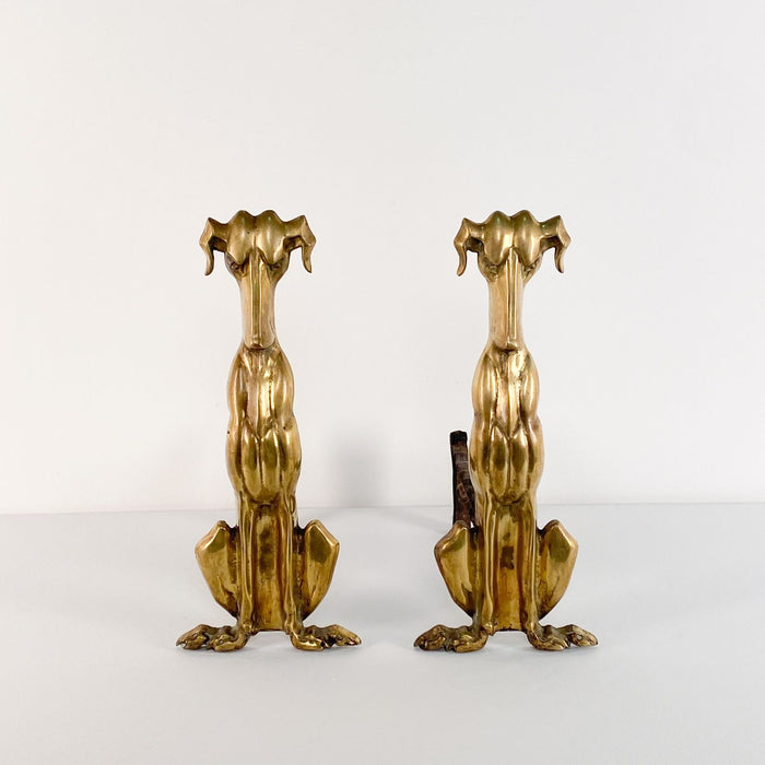 Pair of Art Deco Brass Andiron Dachshunds, American, 1920s