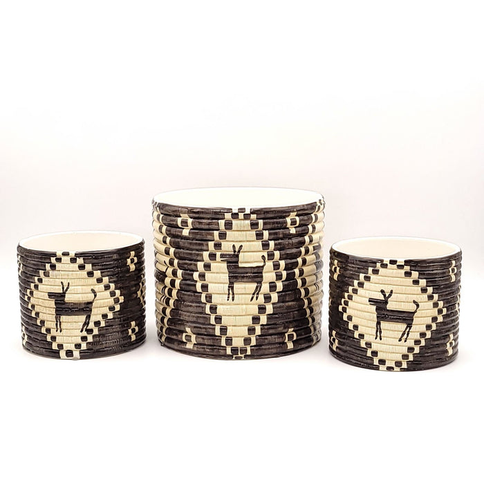Set 3 Vintage Cache Pots Inspired by Indian Design, circa 1970