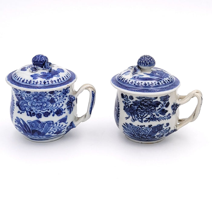 Two Similar Pots de Crème, or Covered Custard Cups, in Blue Fitzhugh Pattern, China circa 1780