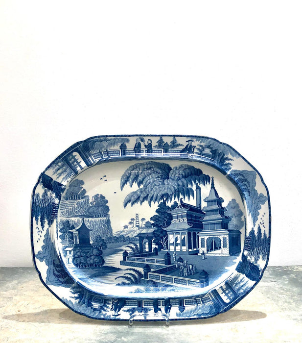 Circa 1820 Large Blue and White Platter in the Chinese Style, England