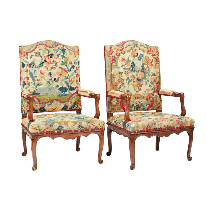 French Large Provincial Regence Armchairs, Circa 1720