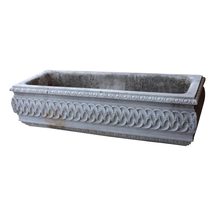 19th Century Antique Carved Marble Planter Watering Trough