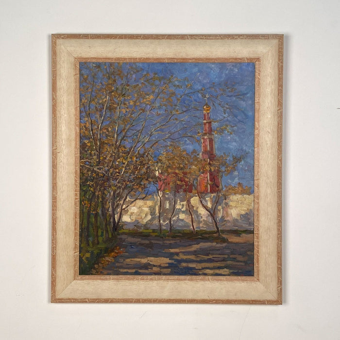Vintage Painting of Novodevichy Monastery, signed "Sergey, 1994"