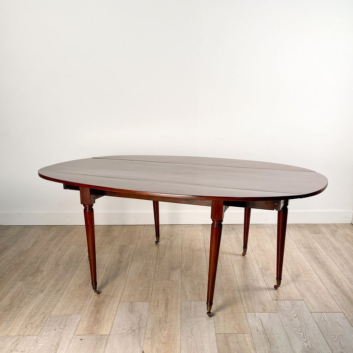 19th Century French Mahogany Drop Leaf Dining Table