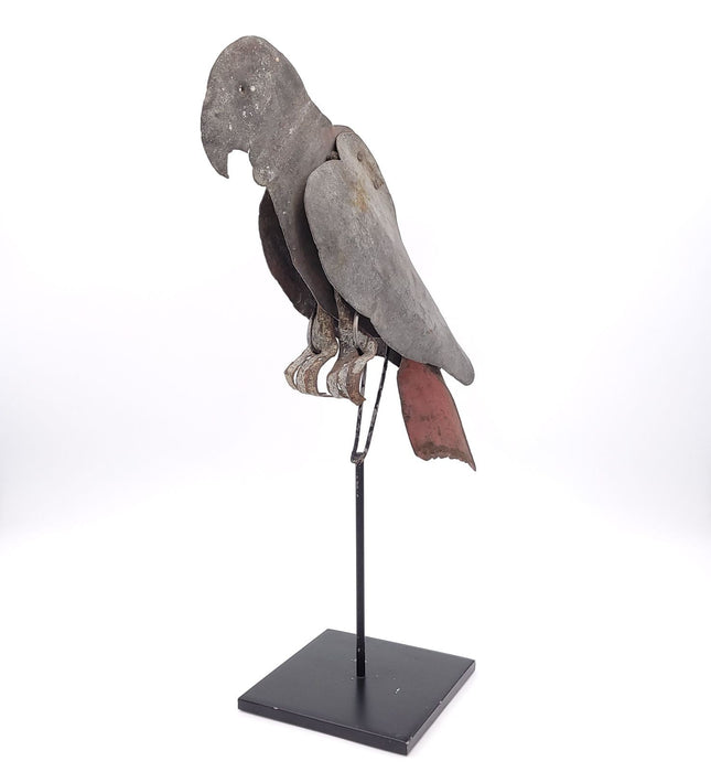 Tole Folk Art Parrot on Later Stand, Possibly French or French Colonial, circa 1900