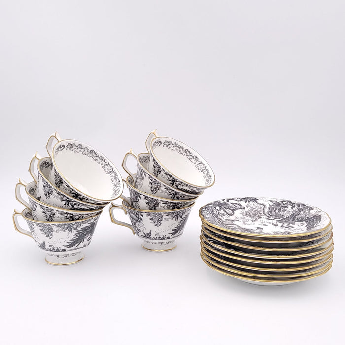 Set of Eight Teacups and Saucers