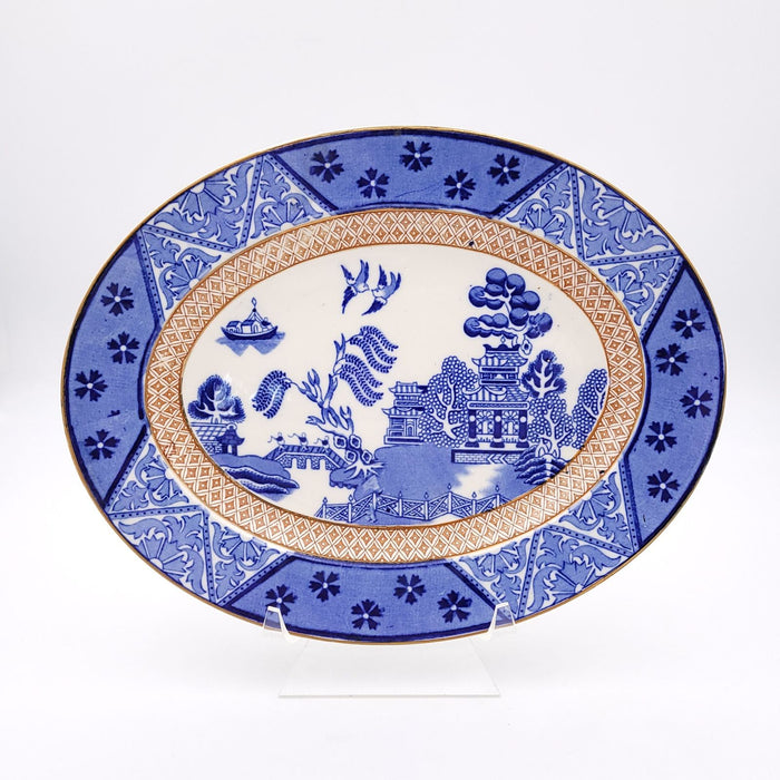 English Blue and White Chinoiserie Platter, circa 1890