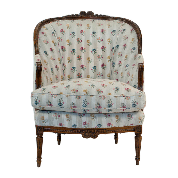 1880s French Fruitwood Louis XVI Style Bergere Chair