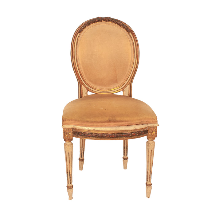 Louis XVI Style Painted and Gilt Side Chair, Italy circa 1900