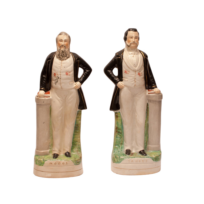 Circa 1875 Staffordshire Figures, Moody and Sankey, England, A Pair