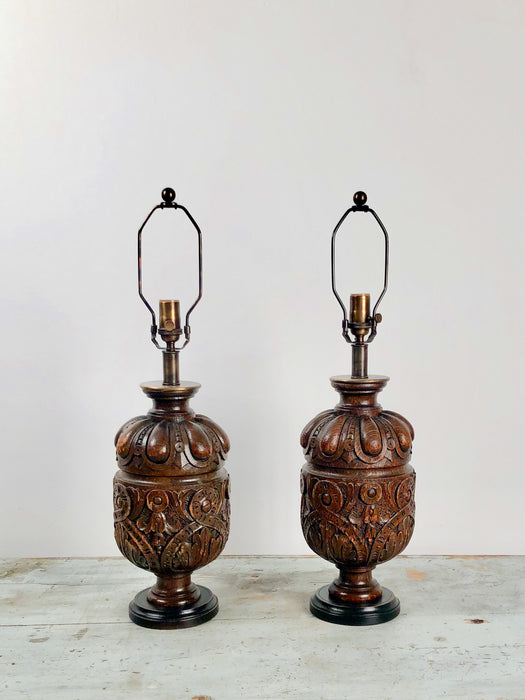 Oak Balustrade Lamps, 19th Century England