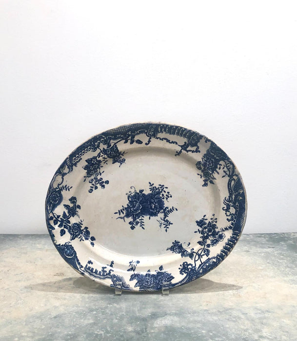 Circa 1870 Staffordshire Victorian Blue and White Platter, England