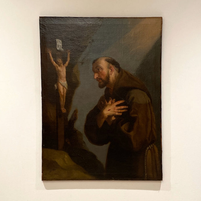 18th Century Framed Oil Painting of St. Francis
