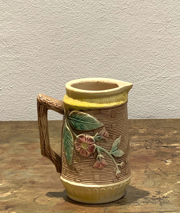 Circa 19th Century Majolica Pitcher with Pink Flowers