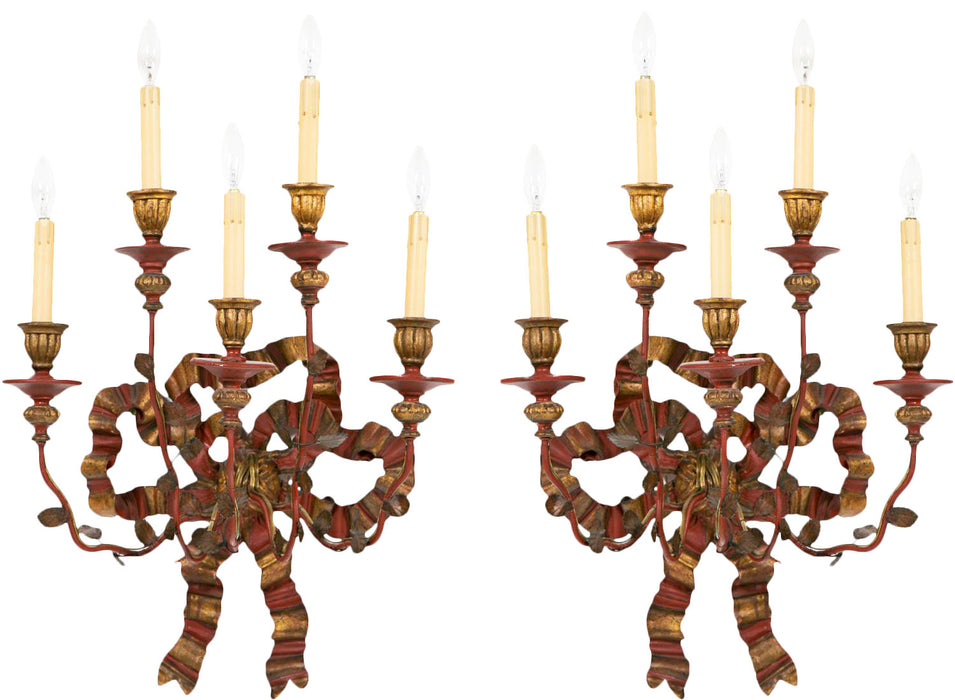 A Pair of Vintage Bow Sconces, Italy