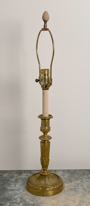 Louis XVI Style French Ormolu Candlestick Lamp, Circa 19th Century