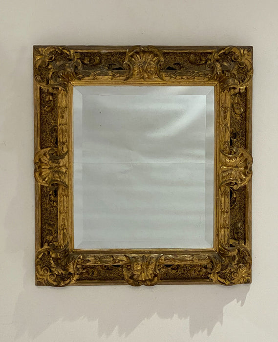 Italian Carved Wood Baroque Style Mirror, Circa 1840