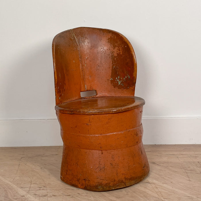 Circa 19th Century Rustic Painted Dug Out Chair, Denmark