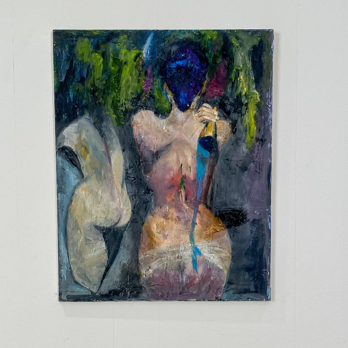 Mid Century Figurative of Two Women, Oil on Canvas