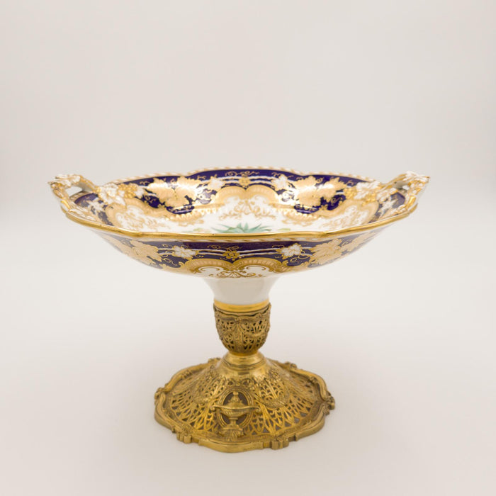 Circa 1830 Regency Porcelain Pastry or Fruit Stand on Later Gilt Pedestal