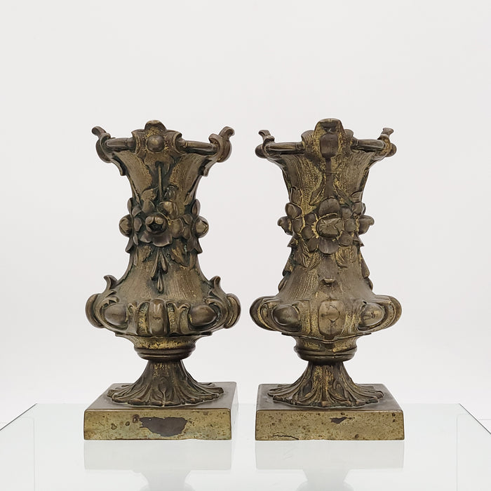 Circa 19th Century Brass Vases with Zinc Liners, A Pair