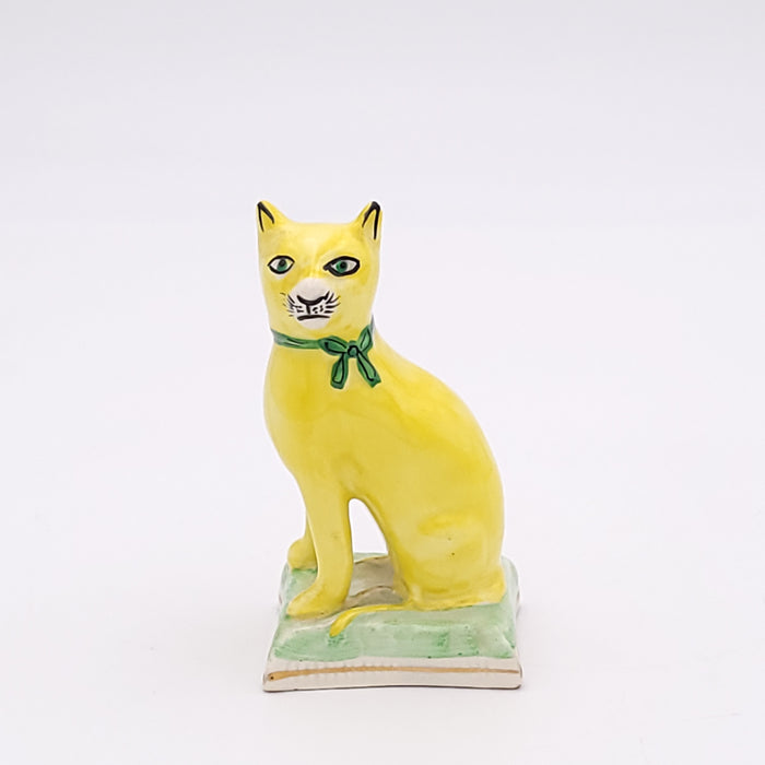 Unusual Yellow Glazed Cat, Gallé Style, 19th Century England