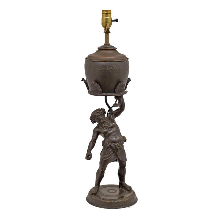 Grand Tour Bronze Figure of Silenius as an Oil Lamp, circa 1880 Italy