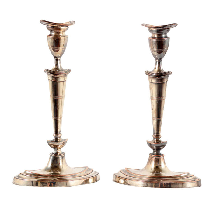 Classic Pair of Early 19th Century Sheffield Plate Candlesticks, England