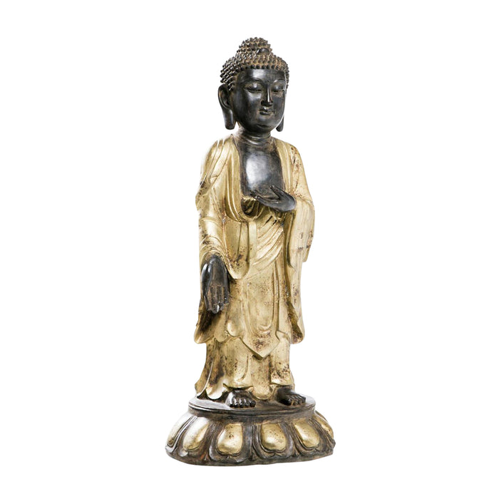 Vintage Gilt Bronze Buddha Sculpture, China Circa 20th Century